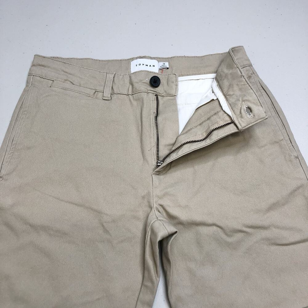 Topman Mens Khaki Chino Shorts Size 28 Casual Flat Front Summer Classic - Picture 6 of 10